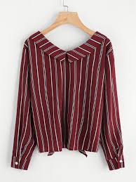 Black And White Vertical Striped Shirt Womens Knot Front Striped Collared Blouse Striped Shirt Women Red Striped Shirt Long Sleeve Blouse