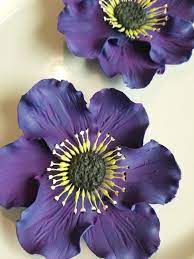 Gum Paste Anemones Regal Purple Flowers Set Of 2 Edible Cake And Cupcake Decorations Purple Flowers Cupcakes Decoration Flowers