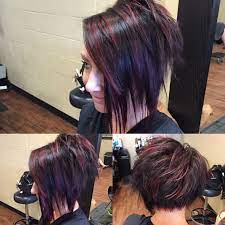 Black With Red Highlights Shaved On One Side Short Hair Color Hair Highlights Hair Color Options
