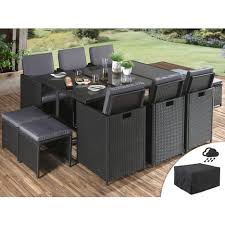 Maybe you would like to learn more about one of these? Sophia Salon De Jardin Encastrable 10 Places En Resine Tressee Noir Avec Coussins Gris Housse De Protection Couleur Noir Best Mobilier Pas Cher A Prix Auchan