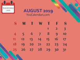 2019 August Calendar Template Printable Cute August Calendar 2019 Printable August 2019 Calendar Pdf W 2019 Calendar Calendar Printables Free Calendar Template