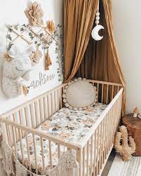 Combine sleek lines and neutral tones for a modern spin. Babybett Kinderbett Vintage Floral Inspiration Canopy Himmel Mustard Senf Numero74 Nursery Baby Room Gender Neutral Nursery Decor Baby Room Decor