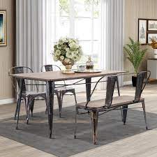 Maybe you would like to learn more about one of these? Boyel Living Rustic With Wooden Seat Panel And Metal Backrest And Legs Vintage Distressed Dining Table Bench Tr Pp036325daa The Home Depot