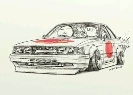 Japanese sport car vector isolated, jdm car in red background illustration. Jdm Drawing