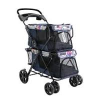 Outdoor Luxury Double Dog Stroller Foldable 4 Wheels Dog Pram Trolley 3 in  1 Twin Pet Stroller for Dog Cat