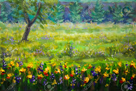 Find over 100+ of the best free flowers images. Flower Oil Painting Violet Orange Yellow Flowers Field Close Up Stock Photo Picture And Royalty Free Image Image 105924857