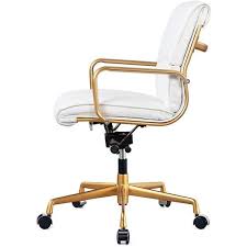 Rachel George White Vegan Leather Gold Office Chair Cushioned 295 Liked On Polyvore Featuring Home Office Chair Faux Leather Chair Leather Office Chair