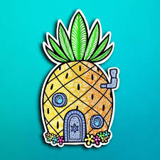 Autocollant De Maison De Bob L Eponge Etanche Spongebob Drawings Spongebob House Hydroflask Stickers