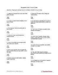 Many were content with the life they lived and items they had, while others were attempting to construct boats to. Geography Quiz True Or False Printable Grades 7 9 Teachervision