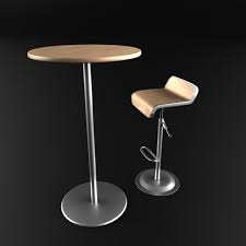 Table made of pine wood, veneers and engineered wood. Set Bar Chair Table 3d Model
