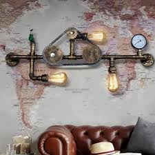 It should be a cozy, welcoming addition to your home. Bronze Copper Pipe Wall Lighting Factory Iron 3 Lights Antique Living Room Wall Mount Lamp With Gear And Clock Beautifulhalo Com