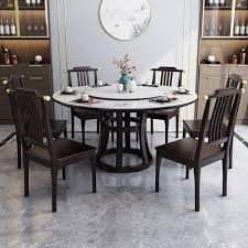 A granite table top can form an extra work surface. Chinese Oriental Contemporary Round Sintered Stone Dining Table With Lazy Susan Addin