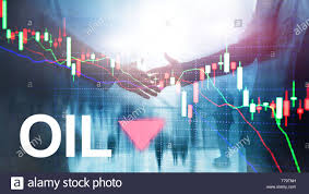 Oil Trend Down Candle Graph Chart Oil Barrels And A