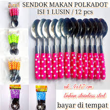 Sendok garpu makan cutlery set 16pcs blanc noir. 12 Pcs Sendok Makan Polkadot 1 Lusin Sendok Makan Stainless Steel Toko Khenza Store Lazada Indonesia