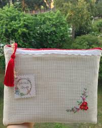 Kirmizi Sevenleer Kirmizi Cicek Yesillik Burlap Bag Reusable Tote Bags Reusable Tote