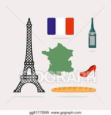 The eiffel tower has closed again as part of the more recent lockdown measures in france. Vector Art Icons Symbols Of France Eiffel Tower And Map Country Baguette And Bottle Of Wine French Flag And Red Beautiful Shoes National Characteristics Of Paris Clipart Drawing Gg81773595 Gograph
