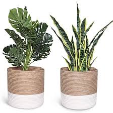 Shop.alwaysreview.com has been visited by 1m+ users in the past month Amazon Com Smoofy 2 Pcs Modern Woven Basket Cotton Rope Plant Basket For 10 Inch Flower Pot Floor Indoor Planters Plant Basket Flower Pots Diy Flower Pots