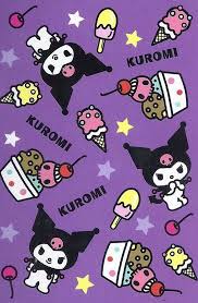 She is a white rabbit wearing a black jester's hat with a pink skull on the front and a black devil tail in. Free Kuromi Wallpaper Kuromi Wallpaper Download Wallpaperuse 1