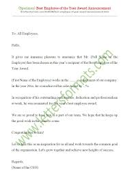 Employee of the year nomination form. Best Employee Of The Year Award Announcement Email Sample