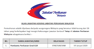Jawatan kosong jabatan imigresen gaji dari rm1,493.00 hingga rm9,547.00 !!! Jawatan Kosong Di Jabatan Perikanan Malaysia