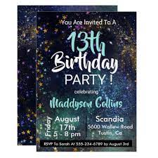 Galaxy Stars Birthday Party Invitation Zazzle Com Star Birthday Party Birthday Party Invitations Party Invitations