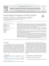 Pdf Artificial Intelligence Ai Applications For Covid 19 Pandemic
