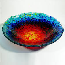 Floral pattern dish glass fusion. Medium Fused Glass Bowl Brenda Griffith