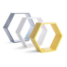 The rustic hexagon shelf set is the ideal way to add geometric intrigue to your overall decor aesthetic. Hexagon Shelves Set Of 3 Home George At Asda