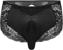 CHICTRY Mens Sissy Lingerie Floral Lace Briefs Panties Bulge Pouch Low  Waist Bikini Underwear Black L at Amazon Men's Clothing store