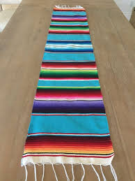 Mexican Blanket Serape Table Runner Southwestern Turquoise Etsy Mexican Serapes Serape Decor Fiesta Decorations