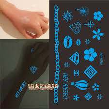 Glow in the dark dream tattoo. Creative Fluorescence Tattoo Sticker Blue Color Emission At Dark Glow Tattoos Sticker Neon Colored Luminous Sticker Flower Batom Buy At The Price Of 1 53 In Aliexpress Com Imall Com