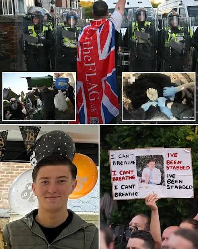 Protesters angry over the murder of Henry Nowak and the way he was treated  by officers after being fatally stabbed clashed violently with British  police.