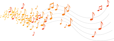 音符イラスト「流れる音符-暖色」- 無料のフリー素材