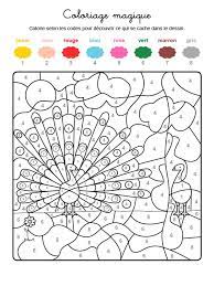Dibujo Magico Para Colorear En Frances De Un Pavo Real Dibujos Para Colorear Libros Para Colorear Adultos Colorear Por Numeros