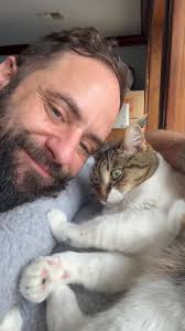 Cuddle break with Nadia. She usually doesn’t mind when I wake her up. ,  #CatDad #therapycat #CatDadLife #catparent #catlovers