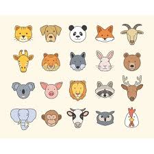 Set Of Cute Animal Head Icons Cute Clipart Zoo Animals Animal Png And Vector With Transparent Background For Free Download Animal Clipart Animal Icon Cute Animals