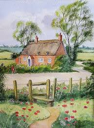 poppy cottage watercolor landscape paintings landscape drawings watercolor landscape