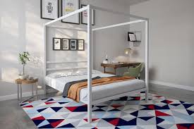 74 l x 54 h x 35.5 w. Dhp Modern Canopy Bed With Built In Headboard Queen Size White Buy Online At Best Price In Uae Amazon Ae