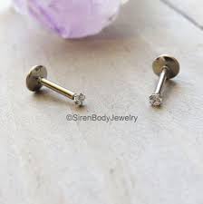 Titanium Flat Back Earring 16g Internally Threaded Earring 2mm Swarovski Prong Set Gemstones 16g In 2021 Flat Back Earrings Stud Earrings Beautiful Diamond Earrings