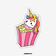 Gambar Kartun Comel Unicorn Makan Popcorn Kartun Cantik Unicorn Png Dan Psd Untuk Muat Turun Percuma