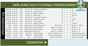 All times are asia time (gmt +8): Euro 2020 Fixtures And Match Scoresheet Office Templates