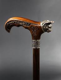 Wild Cat Gentleman Walking Stick Cane Solid Brass Wood Unique Walking Sticks Hand Carved Walking Sticks Walking Sticks