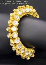 18k Gold And Diamond Polki Bracelet Paunchi Ponchi Big Stud Earrings Gold Enamel Jewelry Antique Jewellery Designs