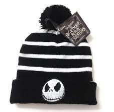 Jack Skellington Pom Beanie Striped Nightmare Before Christmas Winter Knit Hat Disney Beanie Winter Knit Hats Hats Christmas Hat