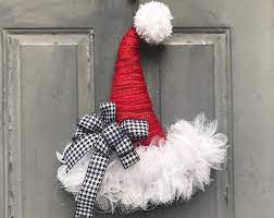 Santa Hat Door Hanger Santa Hat Wreath Christmas Decor Christmas Christmas Wreaths Diy Christmas Diy Christmas Wreaths