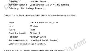 Contoh Surat Gugat Cerai Untuk Suami Perceraian Surat Ikrar