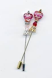Sweetheart Be Mine Stick Pin Kit Kit Includes 4 Hat Pin Blanks 8 Matching Clutches 4 Lampwork And Glass Beads Assorted Metal Spacer And Fancy Beads May Vary