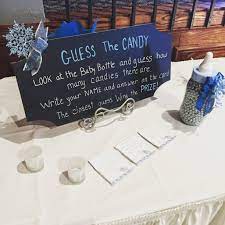 Game Table Guess How Many For The Baby It S Cold Outside Baby Shower Theme In Victoria S Roo Baby Shower Winter Baby Bear Baby Shower Christmas Baby Shower