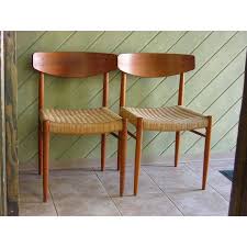 Vintage Pair Teak Danish Modern Chairs With Rush Seats Am501 Denmark Ours Were Made By Apprentice Carpenters Danish Modern Chairs Danish Modern Teak Chairs
