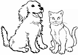 Printable puppy and kitten coloring pages. Cute Kitten And Puppy Coloring Pages Novocom Top